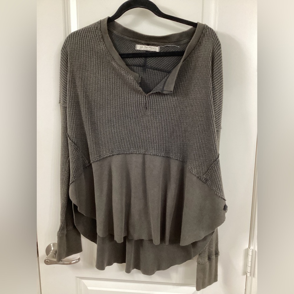 We The Free Charcoal Ribbed Top